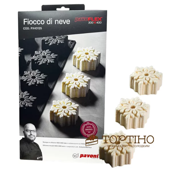 Силіконова форма для євродесерту Pavoni Павофлекс  Сніжинка Силіконова форма для євродесерту Pavoni Павофлекс  Сніжинка