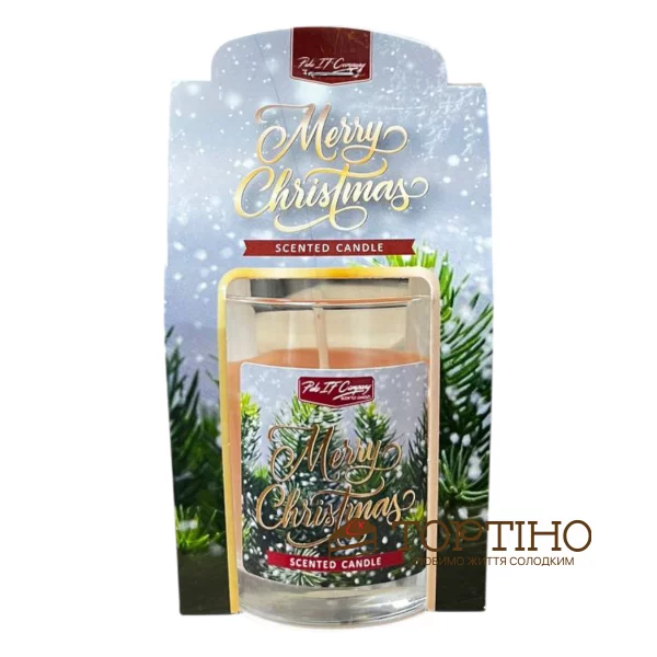 Свічка декор ароматизована Merry Christmas, ваніль-мандарин Свічка декор ароматизована Merry Christmas, ваніль-мандарин