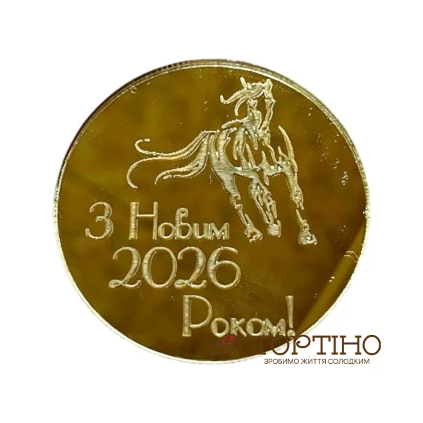 Топер акриловый МОНЕТА С Новым Годом 2026 (лошадь) Топер акриловый МОНЕТА С Новым Годом 2026 (лошадь)