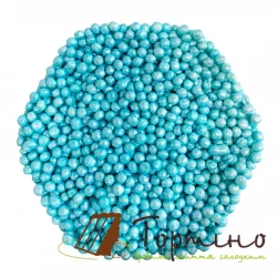 Рисові кульки перламутрові блакитні d 2мм, 50г (Добрик)