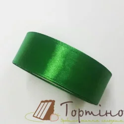 Атласна стрічка для декору "Зелена", h 2 см