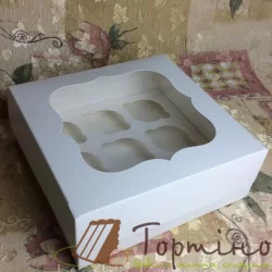 Коробка на 9 кексів з віконечком(біла)