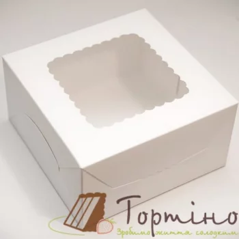 Коробка для десертів з вікном Біла 17*17*9 см